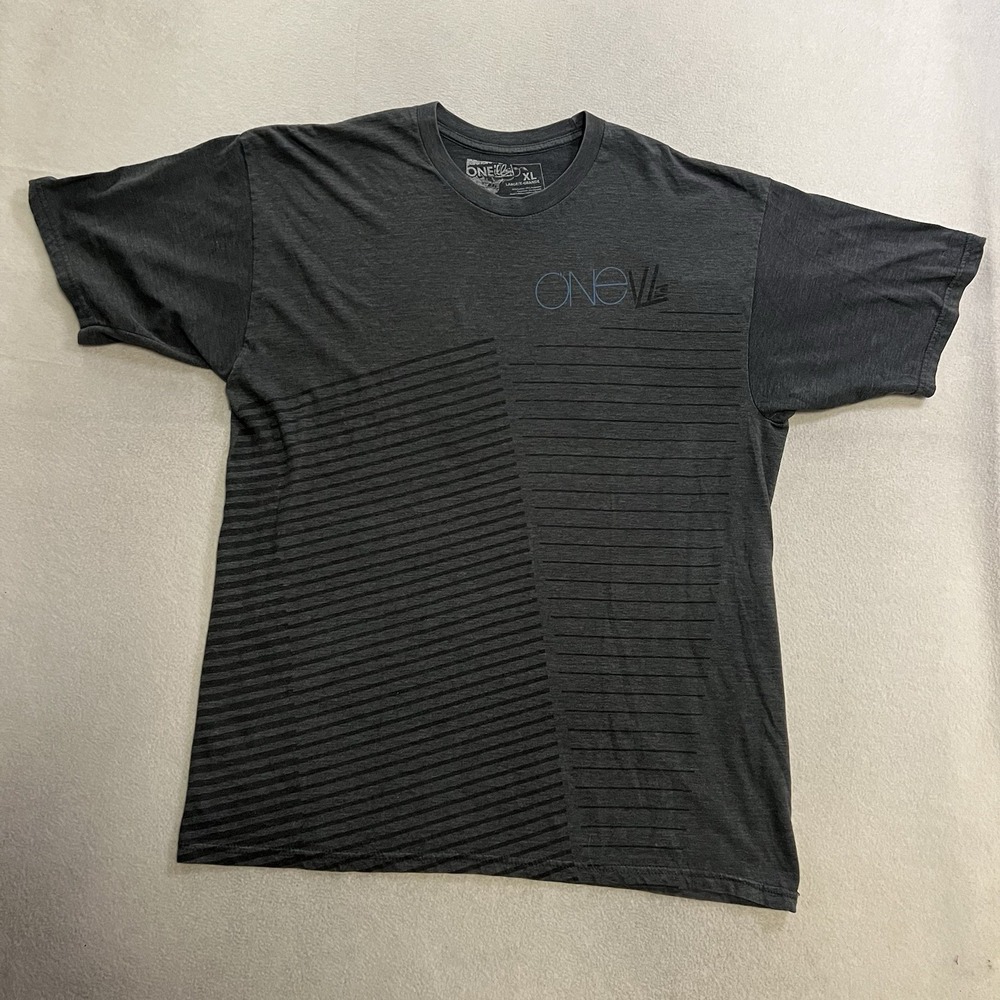 Vintage O'Neill T-Shirt Men's Size XL Gray Striped Graphic Y2K Grunge